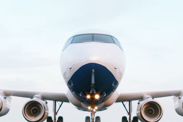 An airplane on the runway.